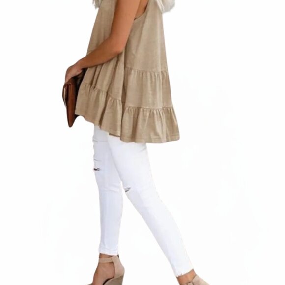 Sleeveless Tiered Ruffle Tunic Top – Chic & Flowy - Picture 4 of 6